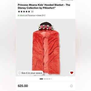 Pillowfort Princess Moana Kids' Hooded Blanket - Coral